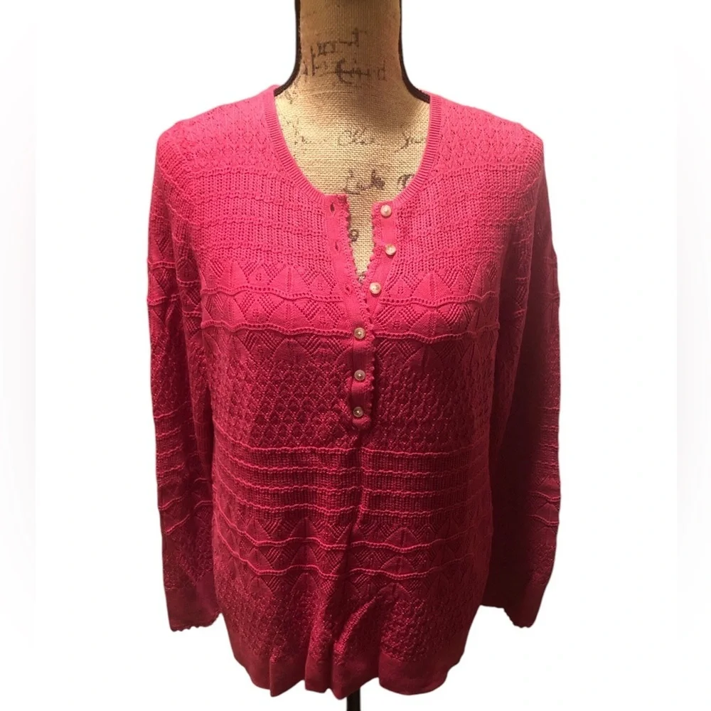 Sundance Whispering Winds Henley- Lipstick, Size XL (PTP 41-43) - Picture 2 of 11